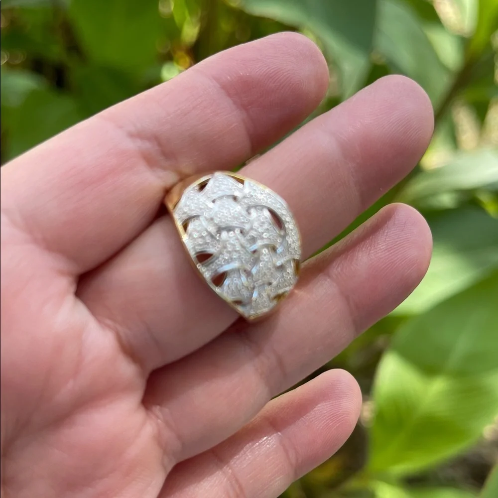 Karis Diamond Accent Fancy Ring in 18K YG Plated and Platinum Bond Size 8 - Picture 6 of 14